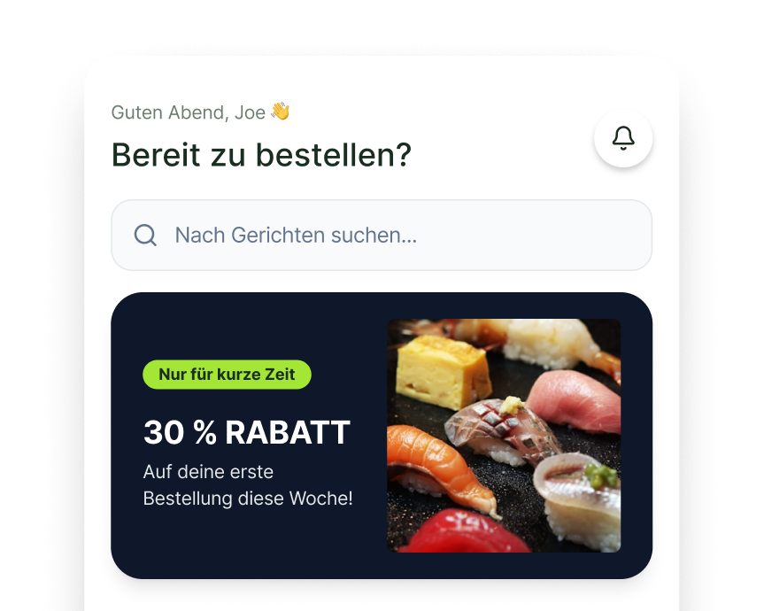 Mobile Bestell- und Loyalty-App-Schnittstelle