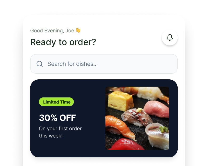 Mobile ordering and loyalty app interface
