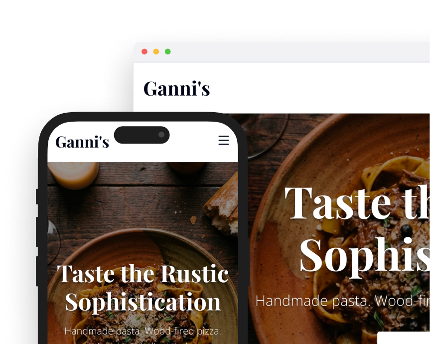 High-converting restaurant website preview on desktop and mobile